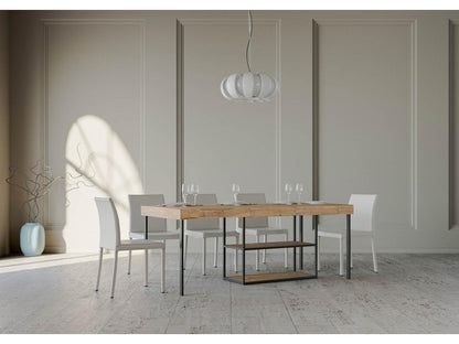 Console extensible 90x40/300 cm Chicyla Premium Chêne Nature cadre Anthracite MTJK27715