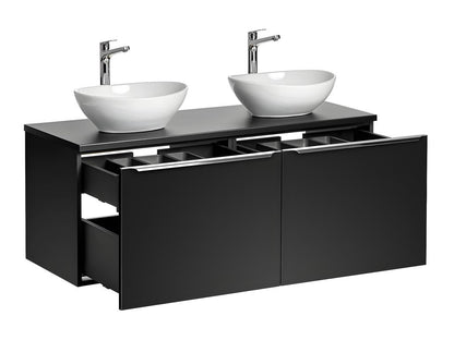 Ensemble meuble double vasque 120cm et colonne Éros Noir KUXE81953
