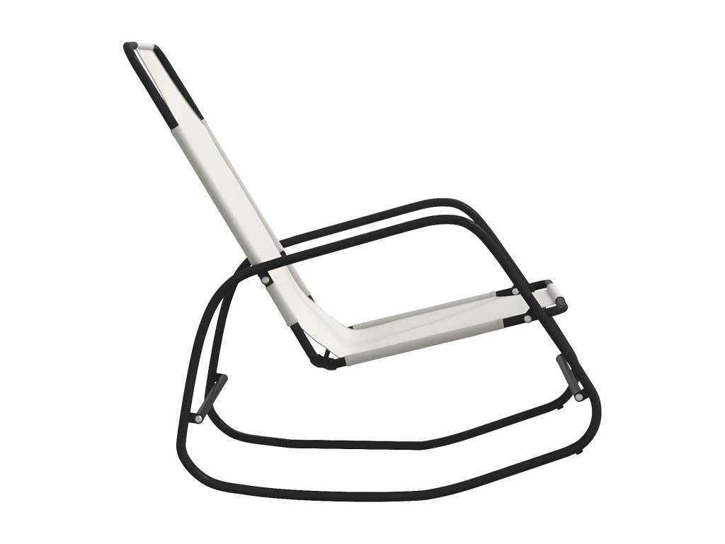 Chaises longues à bascule lot de 2 crème acier et textile FGWI72944