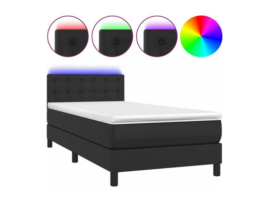 Sommier à Chicyla de lit avec matelas et LED Noir 90x190 CDOI76956