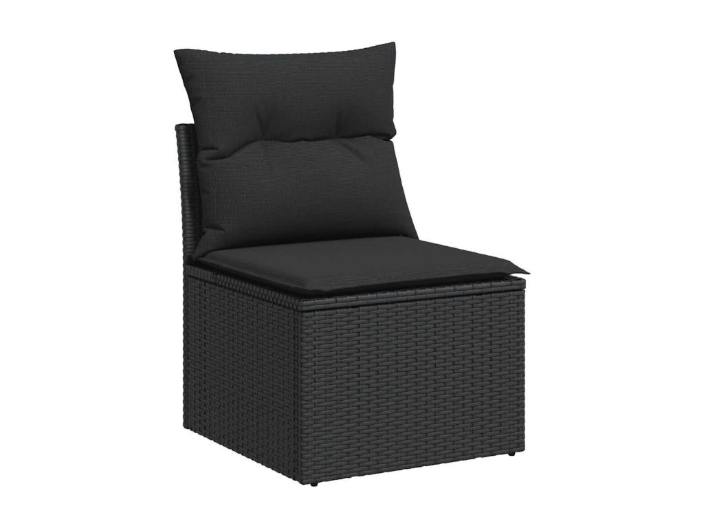 Salon de jardin 10 pcs avec coussins noir résine tressée SOZR89948