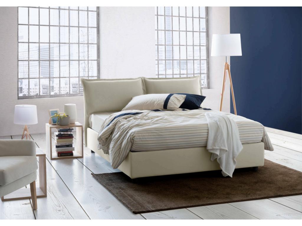 Lit double Chicyla Lit coffre avec revêtement en tissu Made in Italy Ouverture frontale adaptée pour matelas 160x200 cm Beige SIZN22898