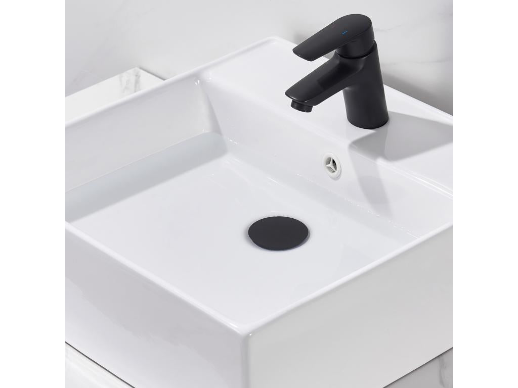 Chicyla max Bonde de Lavabo avec Trop Plein Bonde de Lavabo Pop Up Valve Bonde de Lavabo avec Panier à Crépine pour Salle de Bain Noir LYXF50408