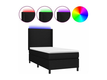Sommier à Chicyla de lit matelas et LED Noir 90x190 cm Tissu YHNA84553