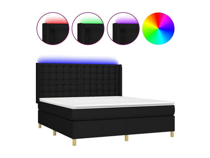 Sommier à Meublori de lit matelas et LED Noir 160x200 cm Tissu