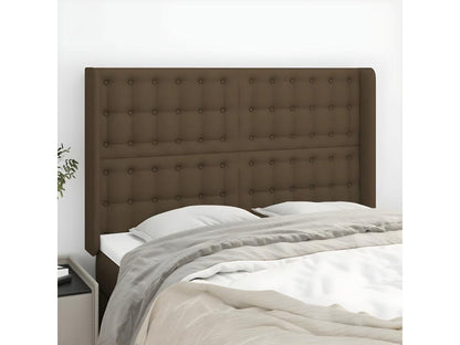 Tête de lit avec oreilles Marron foncé 147x16x118/128 cm Tissu IDHH27521