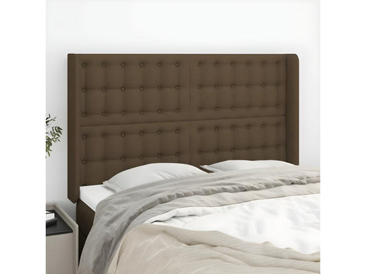 Tête de lit avec oreilles Marron foncé 147x16x118/128 cm Tissu IDHH27521