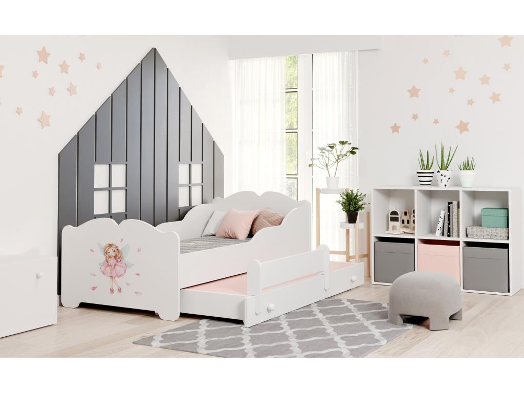Lit double Chicyla 160x80 avec graphismes pour enfants XNCV19339