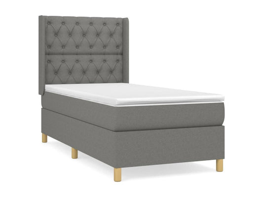 Lit à sommier tapissier avec matelas Gris foncé 80x200 cm Tissu