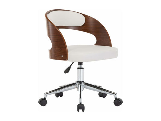 Chaise pivotante à manger Blanc Bois courbé et similicuir TCOG14196