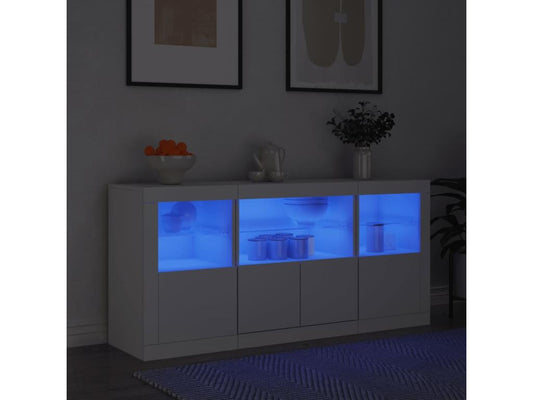 Buffet avec Chicylaères LED blanc 142,5x37x67 cm FOAE65000