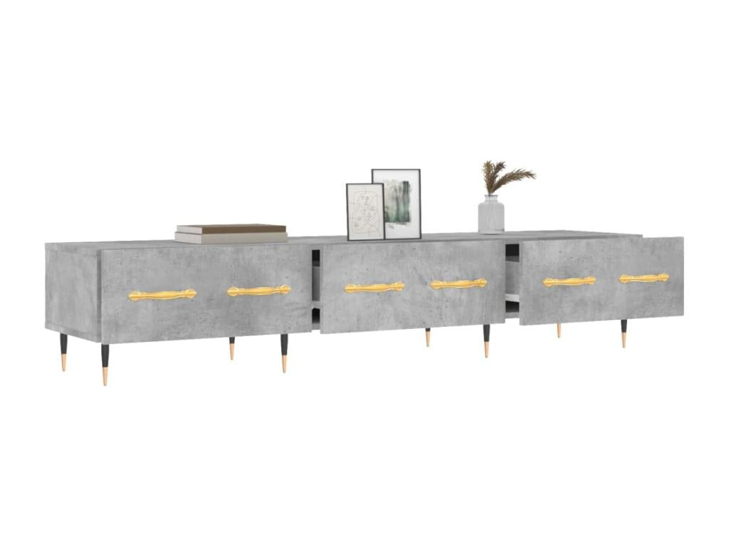 Meuble TV gris béton 150x36x30 cm bois d'ingénierie VIQV52902