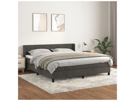 Sommier à Meuble de lit et matelas Gris foncé 160x200 Velours