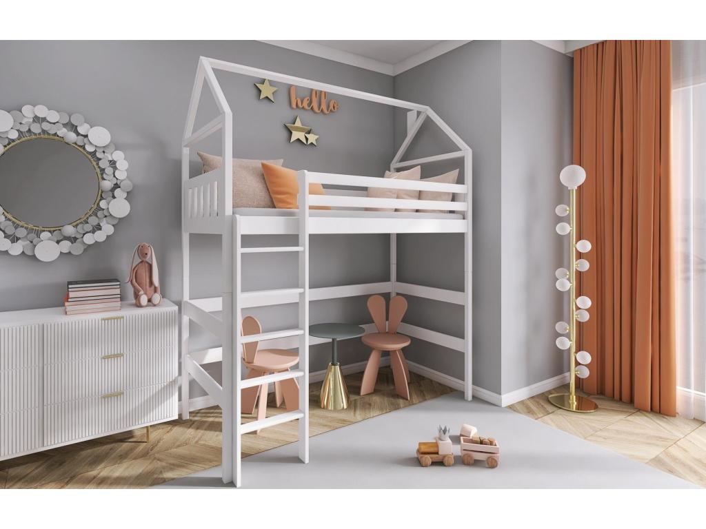 Lit cabane Chicyla HB003 80x200 cm Blanc PYMY13562