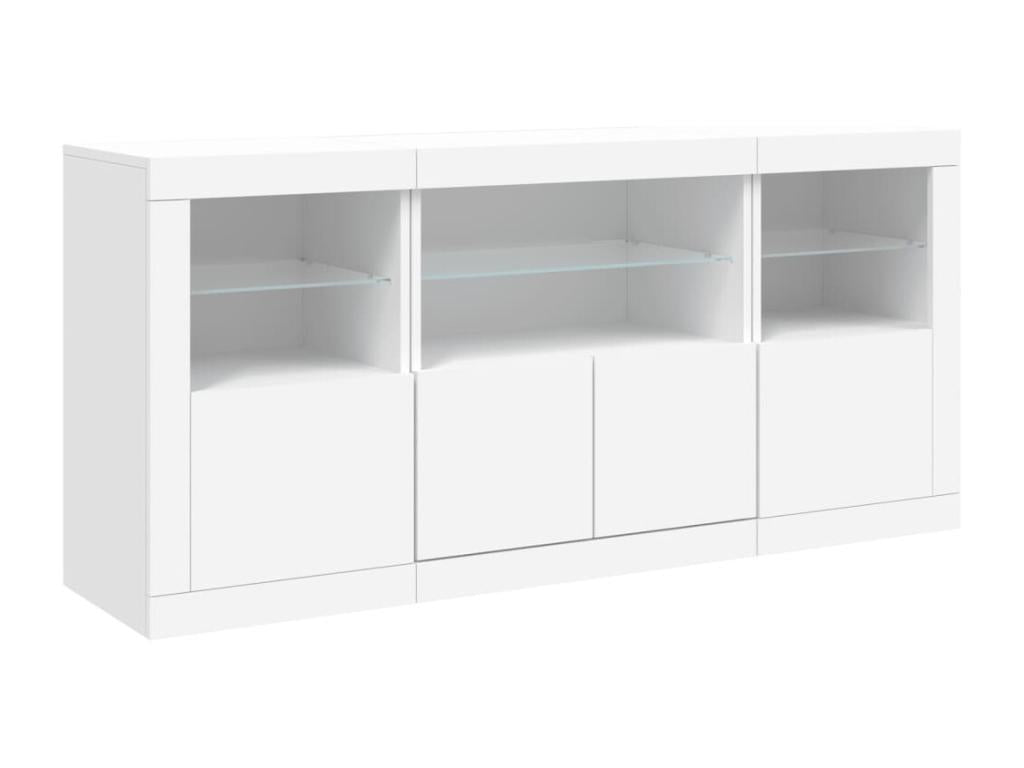 Buffet avec Chicylaères LED blanc 142,5x37x67 cm FOAE65000
