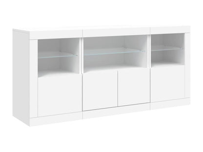Buffet avec Chicylaères LED blanc 142,5x37x67 cm FOAE65000