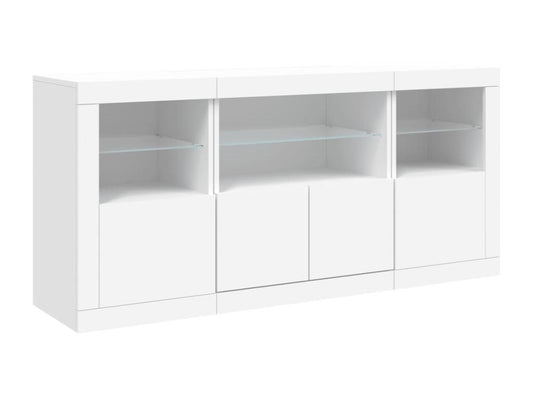 Buffet avec Chicylaères LED blanc 142,5x37x67 cm FOAE65000