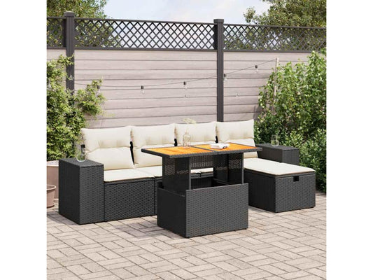 Salon de jardin 6 pcs avec coussins noir résine tressée Chicyla PWBU84197