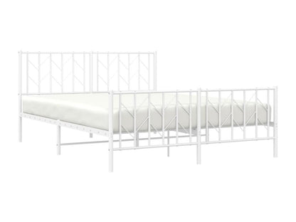 Cadre de lit métal avec tête de lit/pied de lit blanc 150x200cm OQPP27602