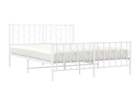 Cadre de lit métal avec tête de lit/pied de lit blanc 150x200cm OQPP27602