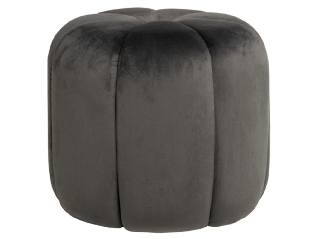 Pouf rond en velours Chicyla-Couleur Gris foncé NQNB46137