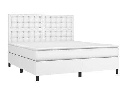 Lit à sommier tapissier avec matelas Blanc 160x200cm Similicuir WJAX11014