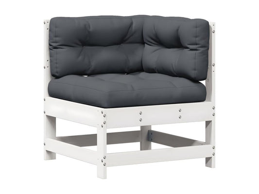 Salon de jardin 3 pcs avec coussins blanc bois de pin massif HJHA08314