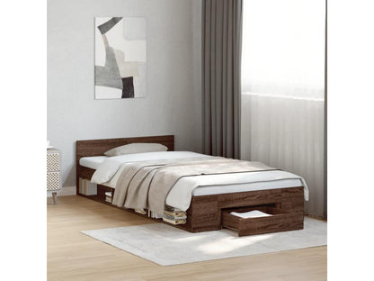 Cadre de lit et tiroir chêne marron 75x190 cm bois d'ingénierie AETR48855