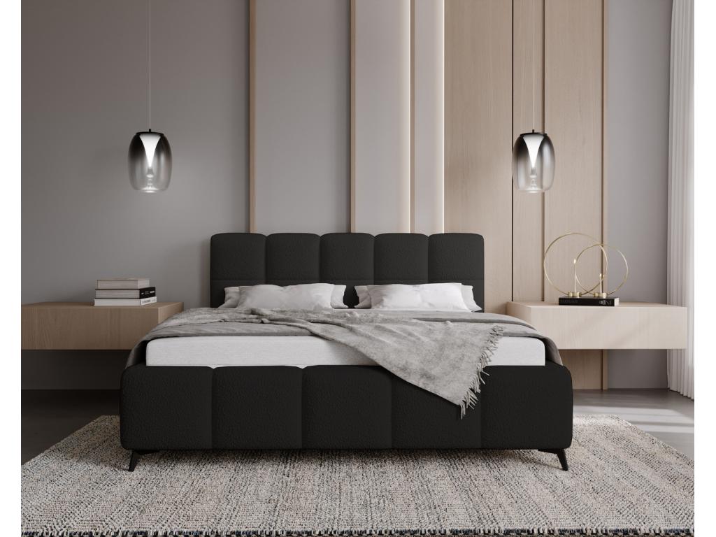 Laviecasa Lit double 180x200 Kastilo - Lit avec pieds Sommier à Laviecasa Tête de Lit rangement - lit 180x200 Bouclé Noir Anthologie 19 ZCXC88601