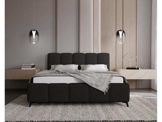 Laviecasa Lit double 180x200 Kastilo - Lit avec pieds Sommier à Laviecasa Tête de Lit rangement - lit 180x200 Bouclé Noir Anthologie 19 ZCXC88601