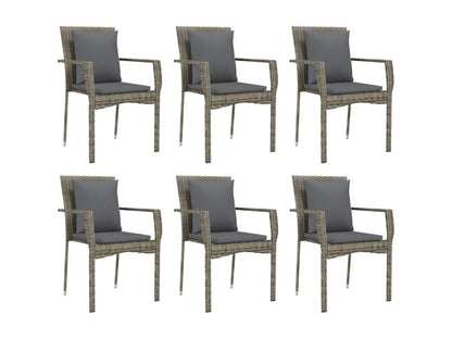 Mobilier à dîner de jardin et coussins 7 pièces gris rotin HPZZ44104
