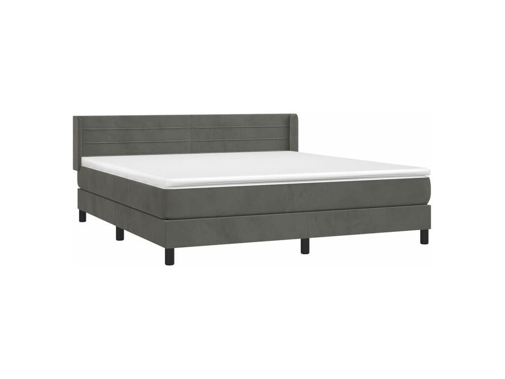 Sommier à Meuble de lit et matelas Gris foncé 160x200 Velours