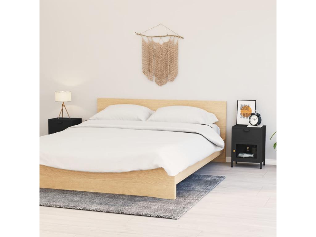 Tables de chevet 2 pcs Anthracite 40x30x54.5 Acier et verre BCPW94996