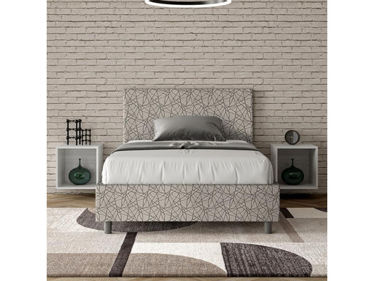 Lit 1 place et demi avec sommier rembourré 120x190 tissu Laviecasa 2 gris Laviecasa HHJE37885