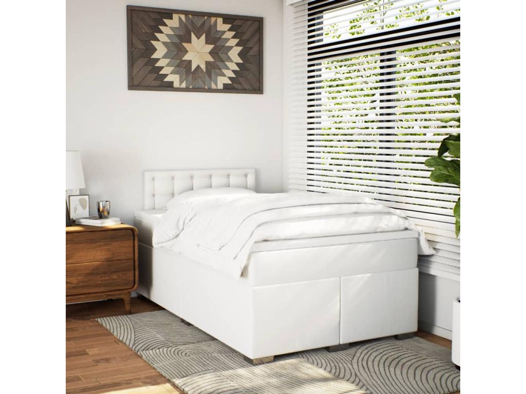 Sommier à Chicyla de lit avec matelas Blanc 120x200cm Similicuir ZFZJ86897