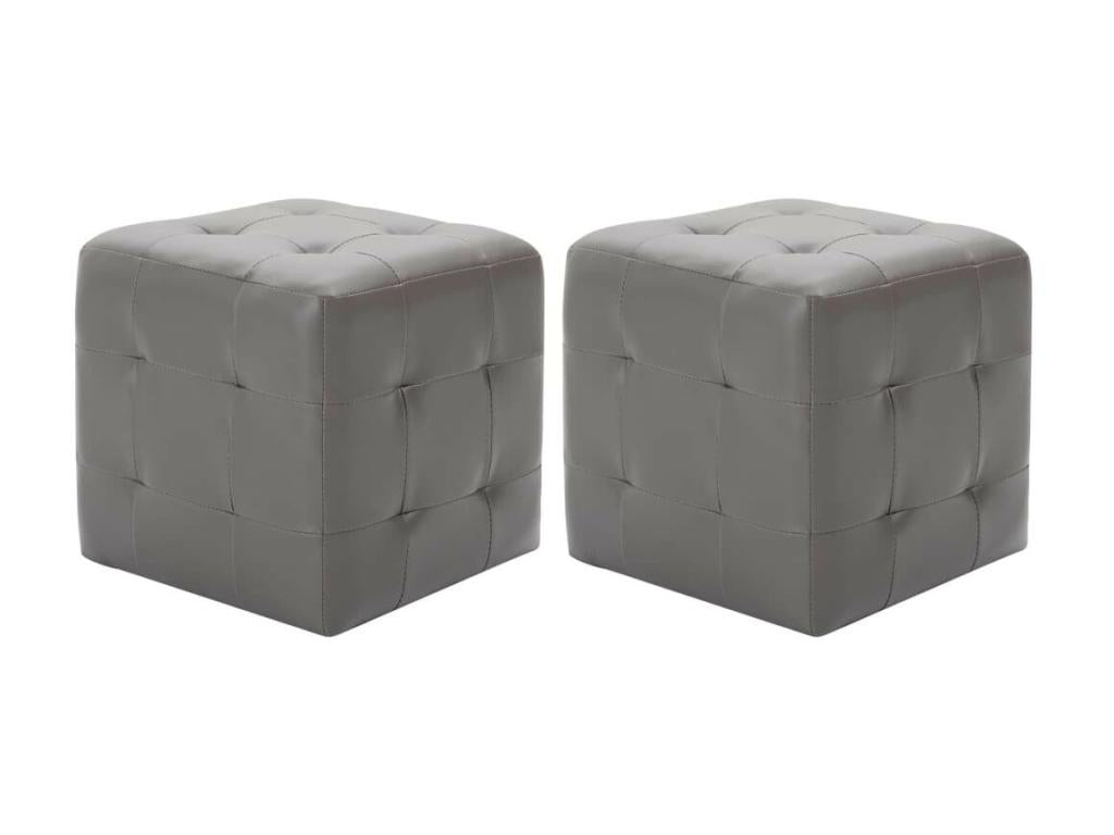 2 pcs Tables de chevet Gris 30x30x30 Similicuir OHHH23483