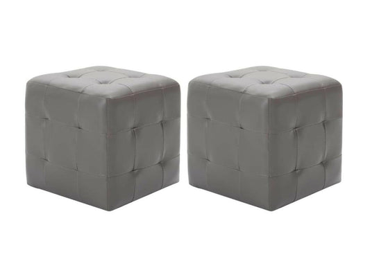 2 pcs Tables de chevet Gris 30x30x30 Similicuir OHHH23483