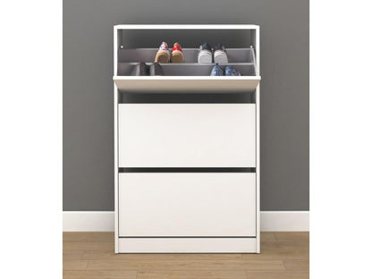 Commode à chaussures de 3 abattants Couleuris Blanc - longueur 73 x profondeur 26 x hauteur 119 cm PIMX83374