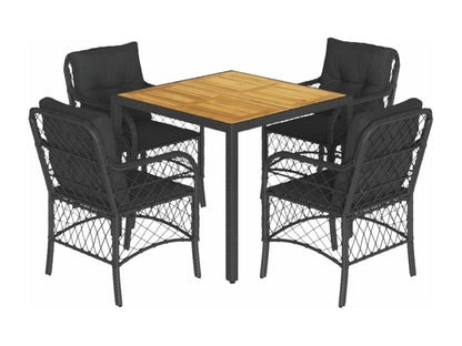 Ensemble à manger de jardin coussins 5 pièces Noir Résine tressée JYRG29730