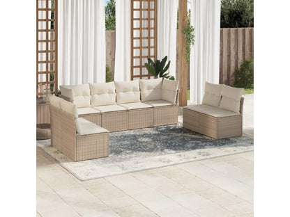 Salon de jardin avec coussins 8 pcs beige résine tressée KLGU85686
