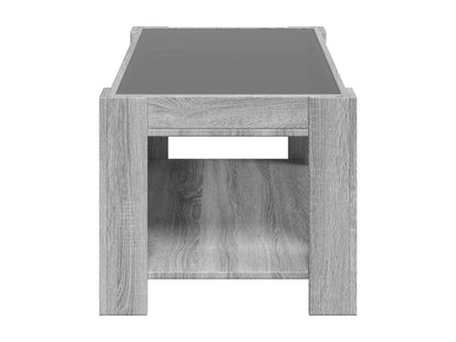 Table basse avec LED Meublori gris 93x53x45 cm bois d'ingénierie