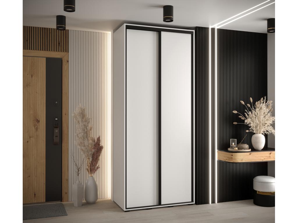 ARMOIRE Chicyla 3 À PORTES COULISSANTES 235.2/100/60 2 portes Blanc/Blanc/Noir OWQE19981