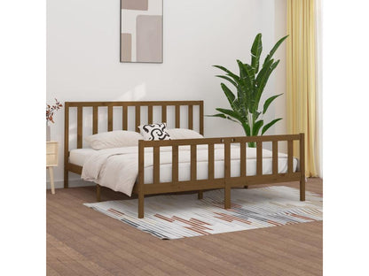 Cadre de lit Marron miel Bois massif 200x200 cm LAZD72584