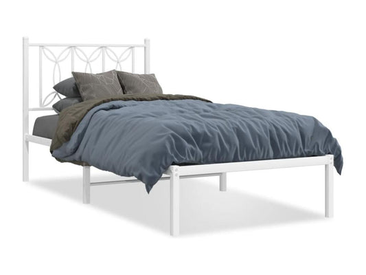Cadre de lit métal sans matelas avec tête de lit blanc 80x200cm TWEB35247