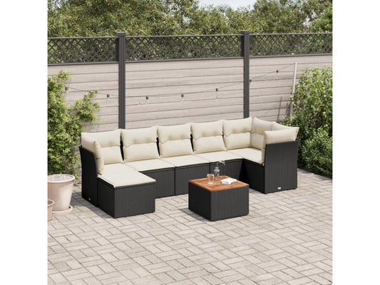 Salon de jardin 8 pièces avec coussins noir résine tressée QLMZ43920