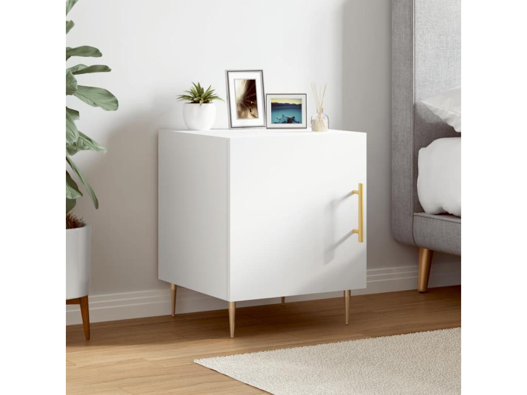 Chicyla Premium - Table de chevet blanc 40x40x50 cm bois d'ingénierie NOXA00849