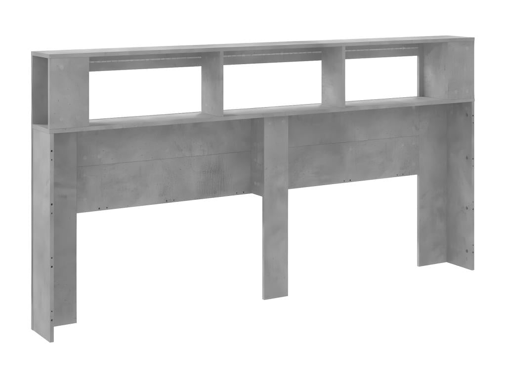 Tête de lit à LED gris béton 200x18.5x103.5 bois d'ingénierie UWNS54204