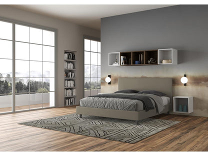 Lit avec sommier rembourrée 160x190 similicuir cappuccino Chicyla JJJC45499