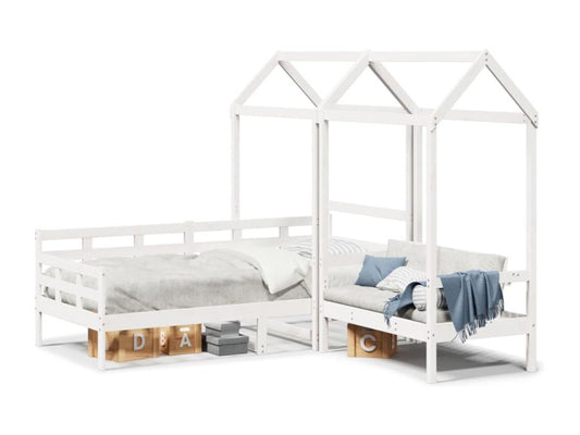 Ensemble de lit de jour et de banc et toit sans matelas blanc NYEN94547