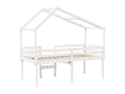 Lit haut avec toit blanc 90x200 cm bois de pin massif NRQI46830